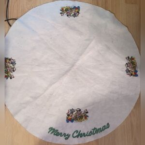 Disney Vintage World of Christmas Tree Skirt/Table Cover 36 inch Circle